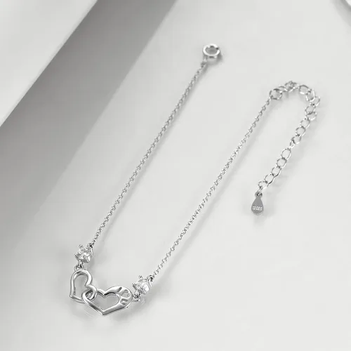 Vista 3 de POPLYKE Pulsera de plata de ley 925 con infinitovacaalacruzcorazón para mamá e hija, joyería para regalos de cumpleaños