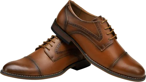 Vista 7 de Vostey Zapatos de vestir para hombre clásicos con punta de ala Brogue Oxfords