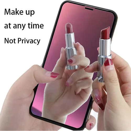 Vista 2 de Paquete de 2 protectores de pantalla de espejo de vidrio templado anti-azul para iPhone 15 Plus/iPhone 16 Plus 6.7 pulgadas, morado