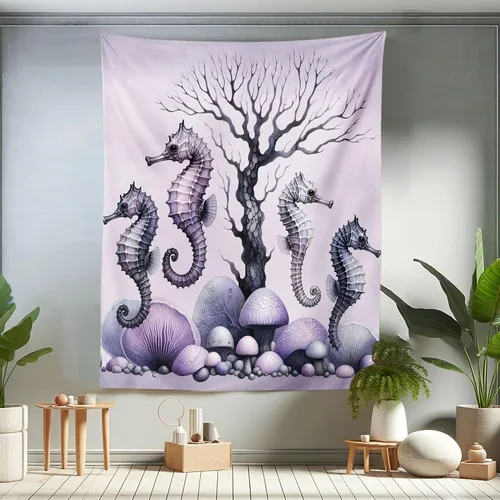 Vista 82 de Ambesonne Tapiz verde, fases lunares alrededor de un árbol de la vida, impresión de diseño bohemio de astrología nocturna, decoración de tela