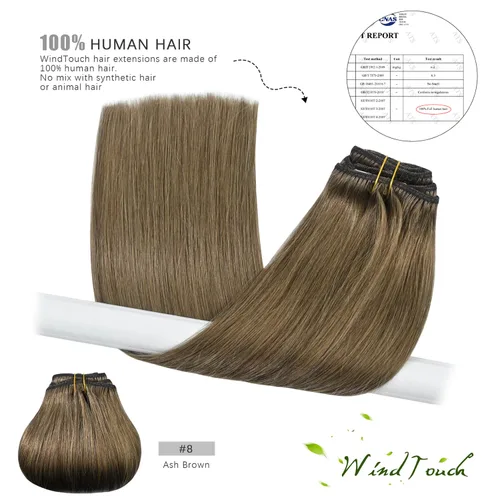 Vista 65 de WindTouch - Extensiones de cabello humano real con clip, color marrón claro a rubio con reflejos #6P613, 22 pulgadas, 4.33 onzas, 7 piezas #6p613