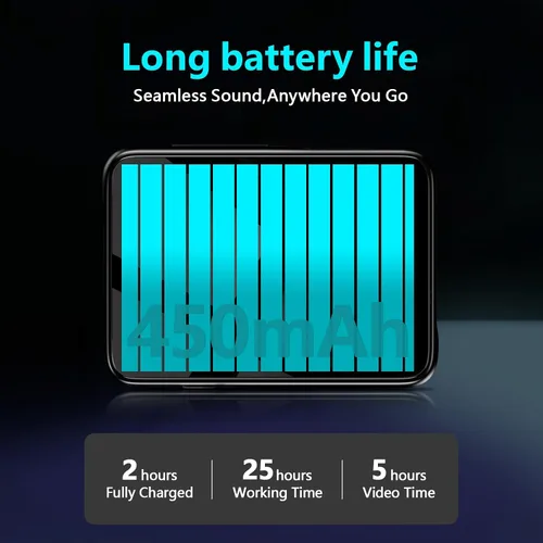 Vista 7 de Reproductor de MP3 con Bluetooth 5.0, reproductor de música digital Mp3 portátil de alta fidelidad, reproductor de música digital, 25 horas