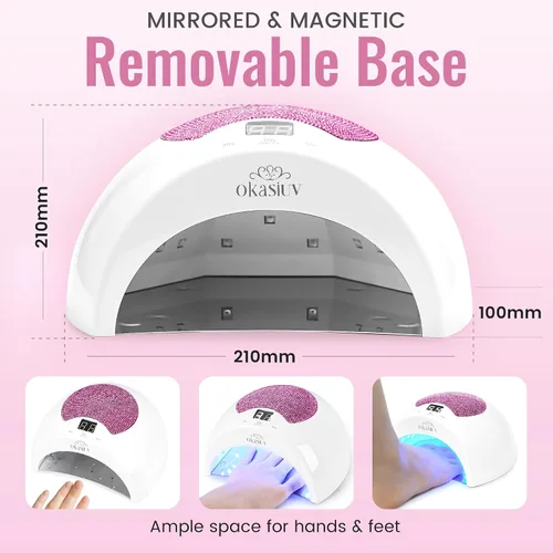 Vista 6 de Lámpara de uñas LED UV recargable con diseño de diamante y control táctil, 3 ajustes de temporizador, secado rápido para todos los esmaltes de gel