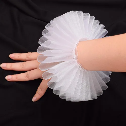 Vista 12 de GRACEART Elizabethan Dickens Ruff Cuello Payaso Collar Elizabeth Muñeca Ruffs Ruffle Cuff Bandas
