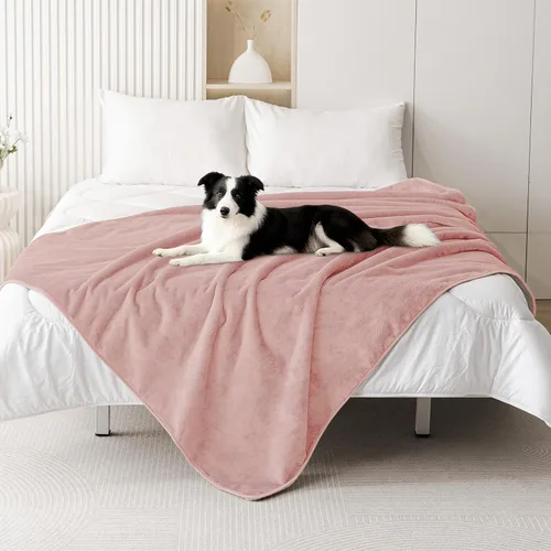 Vista 10 de Smiry Manta de cama impermeable para perro, manta a prueba de fugas para cama y sofá, reversible, de forro polar sherpa, funda protectora de muebles