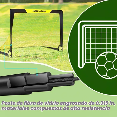 Vista 4 de Happy Jump Portable Soccer Goal 7x5 & 5x3.6 FT, Large-Frame Training Net Great for Kids Ages 6-14 Skill Development, Ideal for Backyard Park