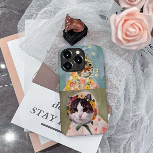 Vista 7 de CARLOCA Funda compatible con iPhone 15 Pro Max, funda protectora de gato en A para iPhone 15 Pro Max, TPU suave + PC duro 2 en 1, funda protectora
