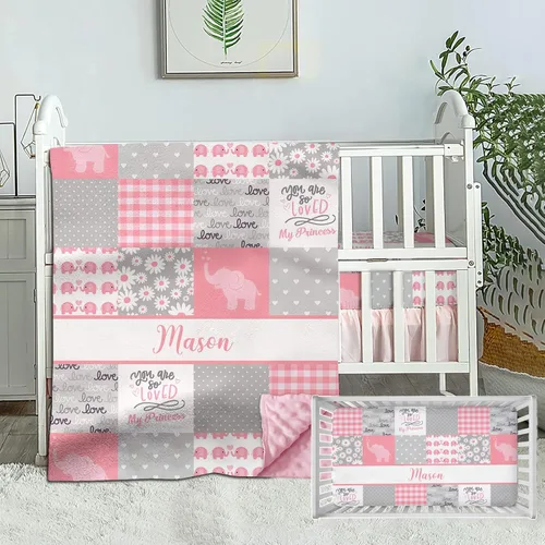 Vista 7 de Wild Animals - Juego de ropa de cama personalizado para cuna de bebé, juego de 2 piezas, edredón con nombre y sábanas bajeras animales salvajes