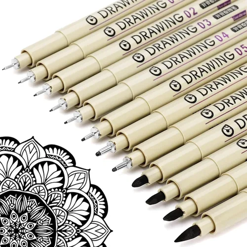 Vista 14 de Muchcute 01 Micro Fineliner Dibujo Arte Bolígrafos: 12 Colores 0.25mm Punta Extra Fina Biblia Sin Sangría Diario Zentangle Suministros de Estudio