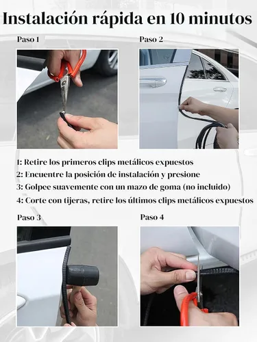Vista 4 de SYOAUTO Protector de Borde de Puerta de Automóvil Negro de 13 Pies (4M) Protectores de Borde de Goma para Puerta de Auto Forma de U con Lámina