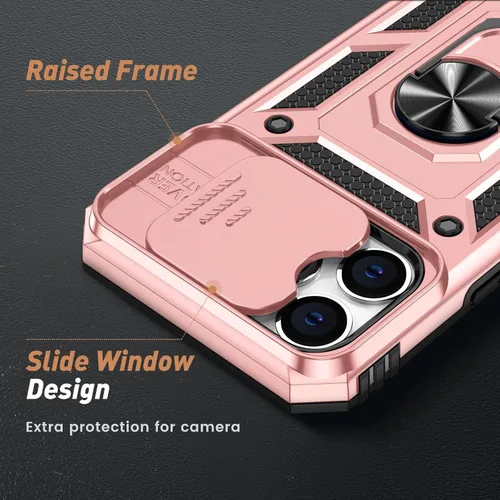 Vista 3 de Goton Armor - Funda para iPhone 13 Pro, protección de grado militar resistente, soporte de anillo giratorio de 360 grados integrado, funda
