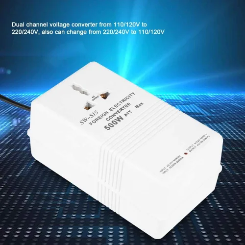Vista 5 de Convertidor de voltaje transformador elevador 110 V a 220 V adaptador de viaje con enchufe universal para secador de pelo y pequeños