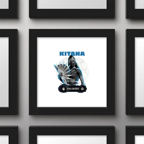 Vista 2 de Trends International Gallery Pops Mortal Kombat 1 - Kitana You Will Learn Respect - Arte de pared, versión enmarcada en negro, 12 x 12 pulgadas
