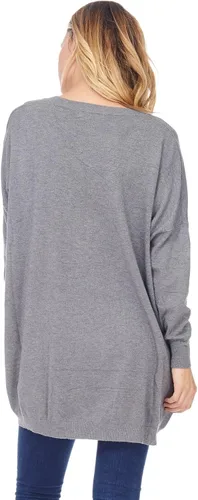 Vista 4 de Suéter básico de gran tamaño con cuello en V para mujer