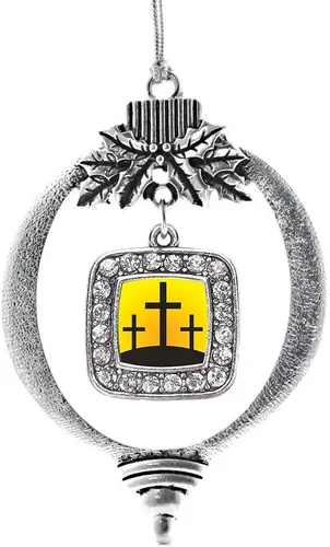 Vista 65 de Inspired Silver - Adorno con dije de reina de rodillo - Adornos navideños cuadrados de plata con joyas de circonita cúbica