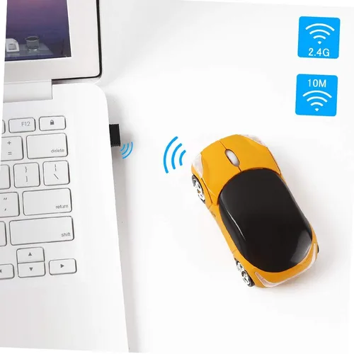 Vista 7 de Usbkingdom - Ratón inalámbrico 2,4 GHz, 3D, deportivo, con forma de coche, óptico ergonómico con receptor USB para PC, portátil, computadora