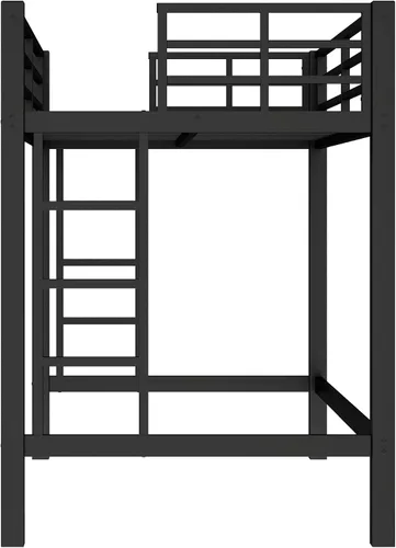 Vista 7 de Cama alta individual con escaleras, cama alta de metal individual con tapones antivibraciones y reducción de ruido, cama alta resistente