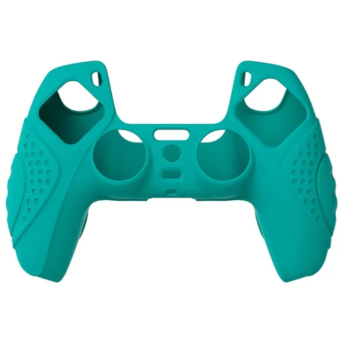 Vista 2 de eXtremeRate PlayVital Guardian Edition Aqua Green Ergonomic Soft Anti-Slip Controller Silicone Case Cover for ps5, Rubber Protector Skins with White