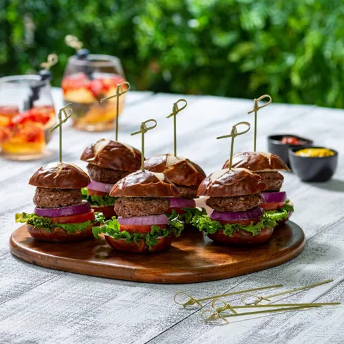 Vista 3 de Comfy Package Palillos de cóctel de bambú de 4.75 pulgadas [caja de 9000] palillos de dientes con nudo superior para aperitivos, sándwiches, bebidas