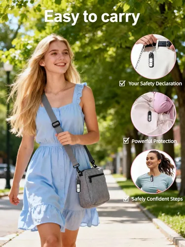 Vista 6 de TECKNET Alarma de seguridad personal de 135 dB con luz estroboscópica SOS para mujer, recargable e impermeable IPX4, luces de carrera con linterna