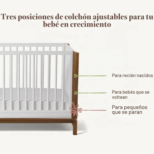 Vista 4 de Little Seeds Laurel - Cuna convertible 4 en 1 para bebé, color negro y castaño