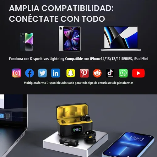 Vista 2 de WAVLINK Micrófono Lavalier inalámbrico para iPhone 14/13/12 Vlog