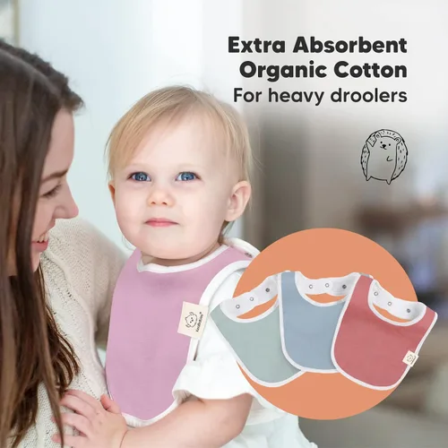 Vista 5 de KeaBabies Paquete de 8 baberos orgánicos para niñas y niños y 5 paños de muselina para bebés, niños y niñas, baberos de dentición para niños