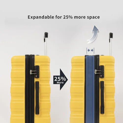 Vista 5 de Flieks TSA - Maleta giratoria (3 piezas, peso ligero, 20, 24, 28 pulgadas)
