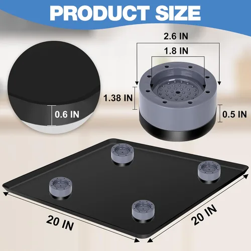 Vista 2 de ToLanbbt Mini alfombrilla de silicona para nevera con 4 elevadores de base, 20 x 20 x 0.6 pulgadas, mini bandeja de goteo para nevera debajo