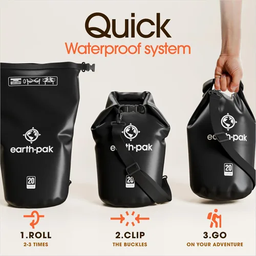 Vista 5 de Earth Pak Bolsa Seca Impermeable - Mochila Impermeable de Cierre Enrollable Superior Mantiene el Equipo Seco para Kayak con Funda Impermeable