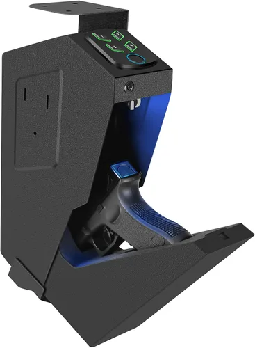 Vista 7 de Caja fuerte biométrica montada para pistolas para mesita de noche, escritorio, junto a la cama, pared, camión - caja fuerte oculta para pistolas