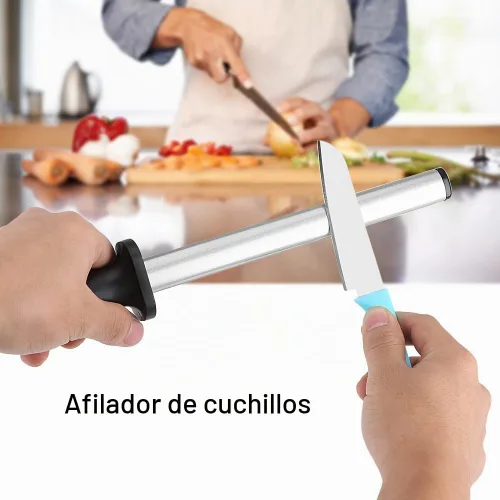 Vista 6 de Cuchillo de acero profesional Rod afilador de cuchillos herramienta de afilado para restaurante de hotel