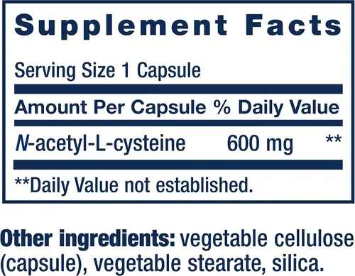 Vista 4 de Life Extension N-Acetil-L-Cisteína (NAC) y Glicina 1000 mg, Promueve la Relajación, Sueño Saludable, Aminoácido, Sin Gluten, Sin OGM, Vegetariano