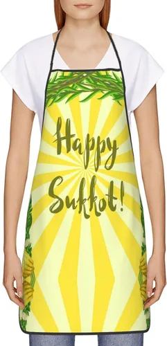 Vista 3 de Delantal de chef judío Happy Sukkot para vacaciones, delantales ajustables para restaurantes y camareros para mujeres, hombres, cocina, restaurante
