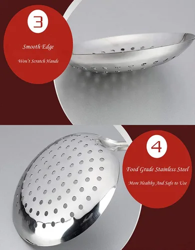 Vista 6 de Tenta Kitchen Desnatador del acero inoxidable del diámetro el 12CM/cucharón ranurado de la cuchara/del colador con la manija a prueba de calor