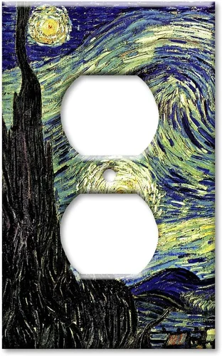 Vista 6 de Art Plates - Van Gogh: Placa decorativa de pared de metal de noche estrellada - Combo de doble banda - Decora - Palanca - (fabricado en EE. UU.)