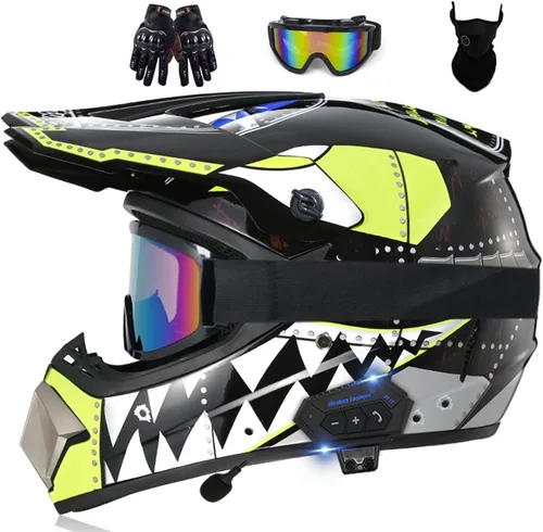 Vista 8 de Casco de motocross Bluetooth para adultos, casco de motocross, aprobado por DOT/ECE, perfecto para motocicletas de motocross, motos de cross, ATV