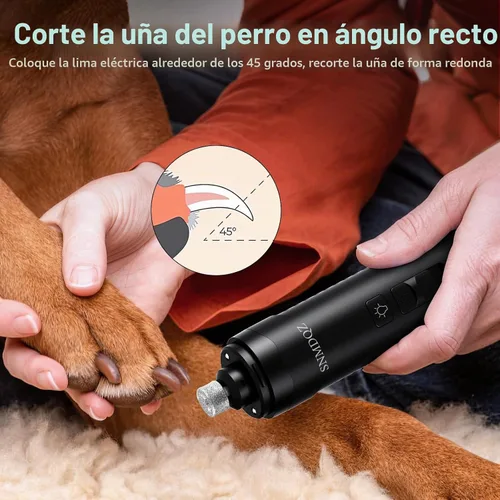 Vista 6 de Molinillo de uñas para perros, recortadores de uñas para perros y juego de cortaúñas con 2 luces LED. Molinillo de uñas para mascotas eléctrico