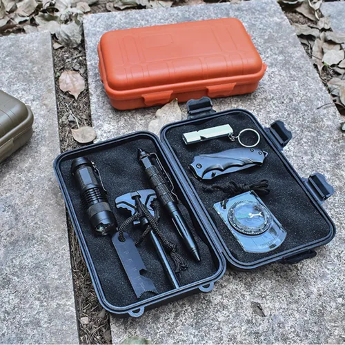 Vista 4 de Sosoport Large Multipurpose Outdoor Survival Storage Box Shockproof Tool Organizer for Adventurers and Explorers PP Material Emergency Kit Holder