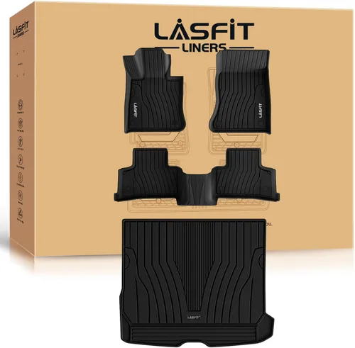 Vista 49 de LASFIT - Tapetes de suelo y maletero de auto, ajuste personalizado, de TPE, para todo tipo de clima, impermeable, juego completo, negros