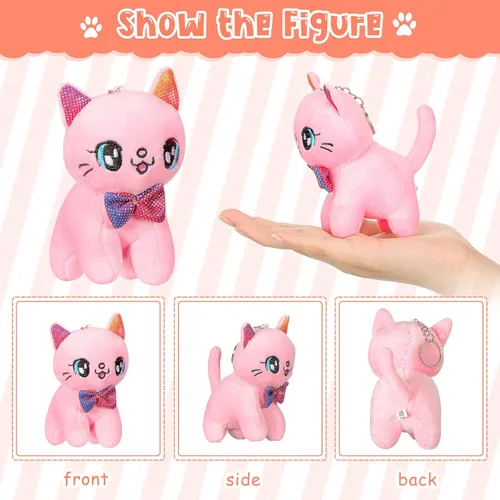Vista 3 de Chalyna 12 Piezas Lindo Juguete de Animal de Peluche de 4 Pulgadas Mini Peluche Sirena Tigre Tortuga Cachorro Cerdo Alpaca Gato Adornos Muñeca