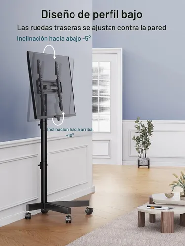 Vista 3 de PERLESMITH Soporte de TV rodante para televisores de 23 a 62 pulgadas, carrito de TV móvil para exteriores con capacidad para hasta 99 libras