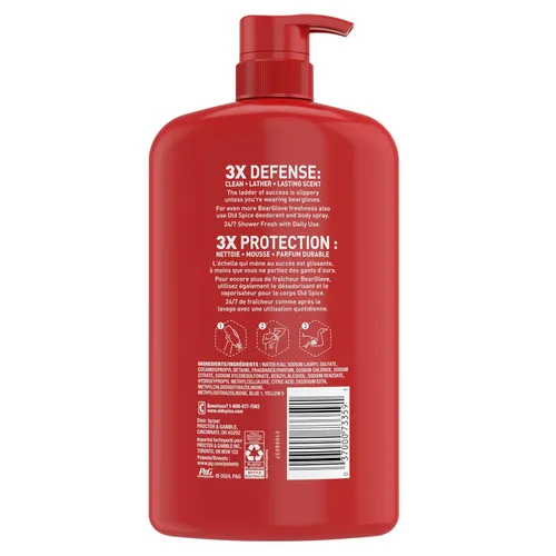 Vista 11 de Old Spice Jabón corporal limpiador para hombres, 3X Defense, 24/7 ducha fresca con aroma duradero, 2 en 1 para cuerpo y cara, Bearglove con aroma