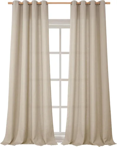 Vista 311 de BGment Cortinas de Lino Beige de 63 Pulgadas de Largo 2 Paneles - Tratamientos para Ventanas con Textura de Arpillera Filtrantes de Luz Cortinas B