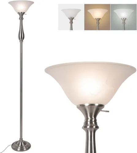 Vista 8 de HonoDing Lámpara de pie con pantalla de vidrio esmerilado en blanco mate - para decoración de habitación - Decoración para dormitorio - Lámpara