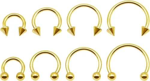 Vista 8 de BLISI G23 Joyería de perforación de ceja de titanio sólido, anillos de ceja en oro negro, oro rosa, plata, rosa y arcoíris de 16G, barra curvada