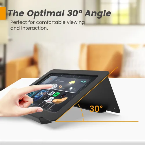 Vista 6 de Soporte de escritorio para tableta, todo de metal ergonómico 30 con bloqueo de cable de seguridad para oficina, mostrador de puntos de venta