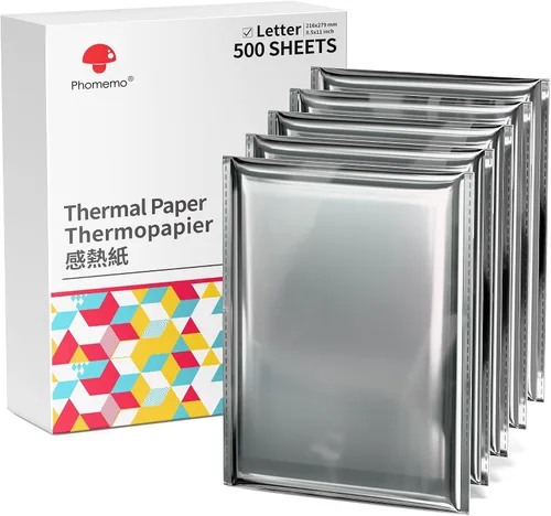 Vista 12 de Phomemo - Papel para impresora térmica de letras estadounidenses, papel térmico continuo Phomemo M08F, compatible con M08F-Letter, M08D, TATTMUSE