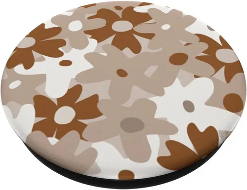 Vista 2 de PopSockets intercambiables PopSockets PopGrip con diseño retro y bohemio, diseño de flores beige
