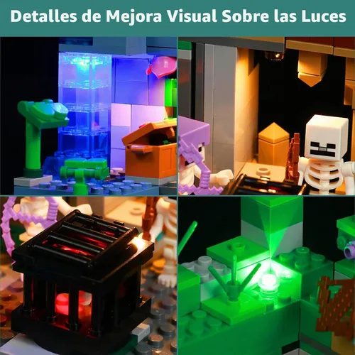 Vista 6 de VONADO Kit de luz LED compatible con Lego 21189 Skeleton Dungeon, luces decorativas de bricolaje para bloques de construcción Lego